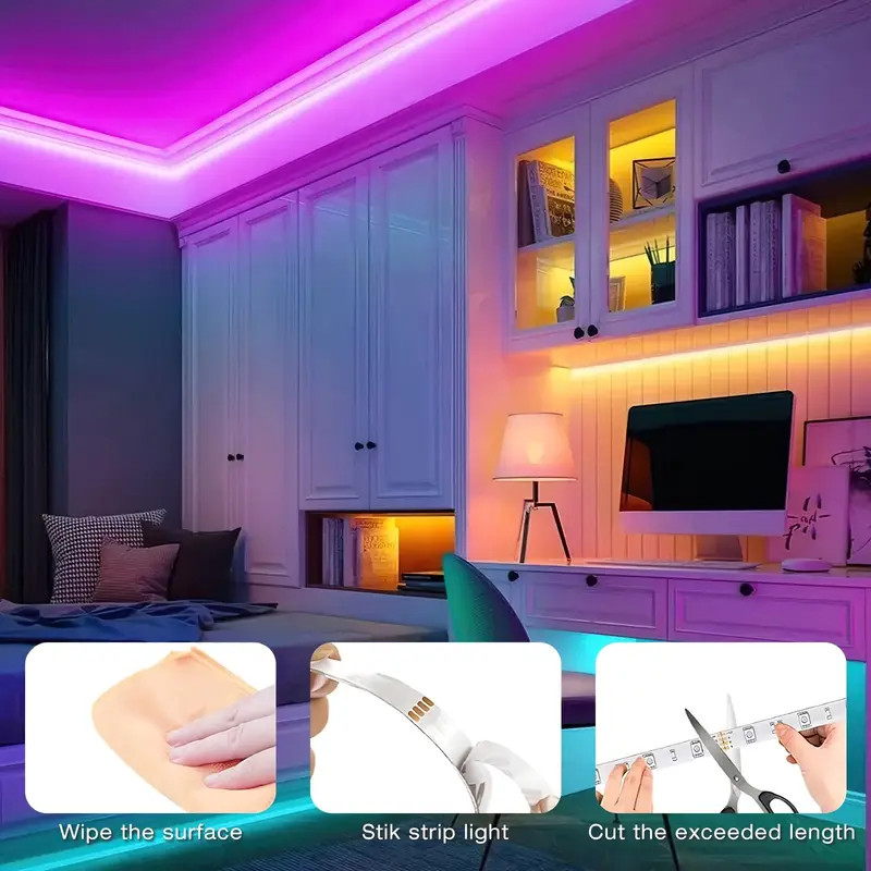 50 Ft LED Strip Lights, with 44 Keys Remote Control, Dimmable RGB Color Changing