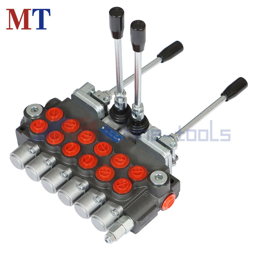 6 Spool Hydraulic Backhoe Directional Control Valve With 2 Joysticks 11GPM