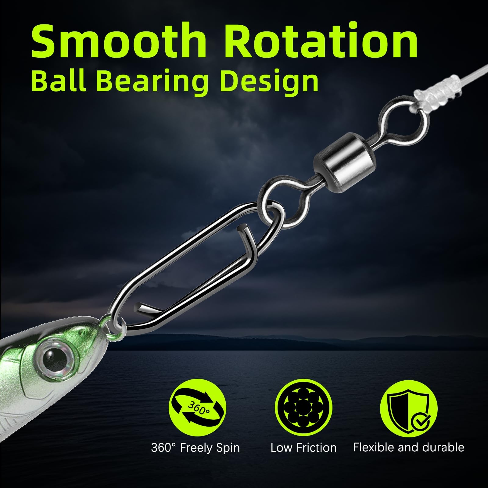 Fishing Speed Clips 50Pcs Quick Change Fishing Swivels & Snaps Topwater Speed...