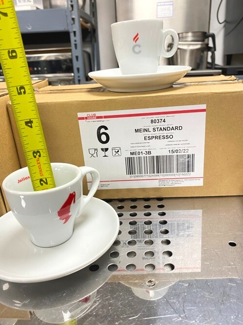 Espresso/ Julius Meinl White ME01-3B / Porcelain 6 Cups & 6 Plates Set / 2.9 Oz