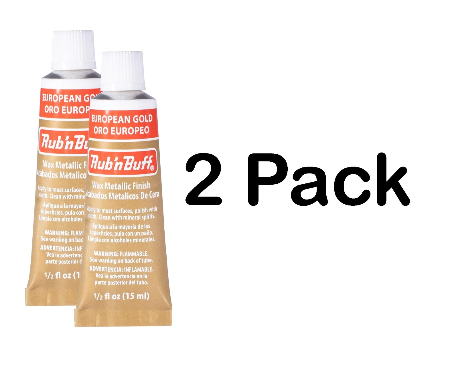 2x Pack - Amaco Rub 'N Buff Wax Metallic Finish, European Gold, 0.5-Fluid Ounce