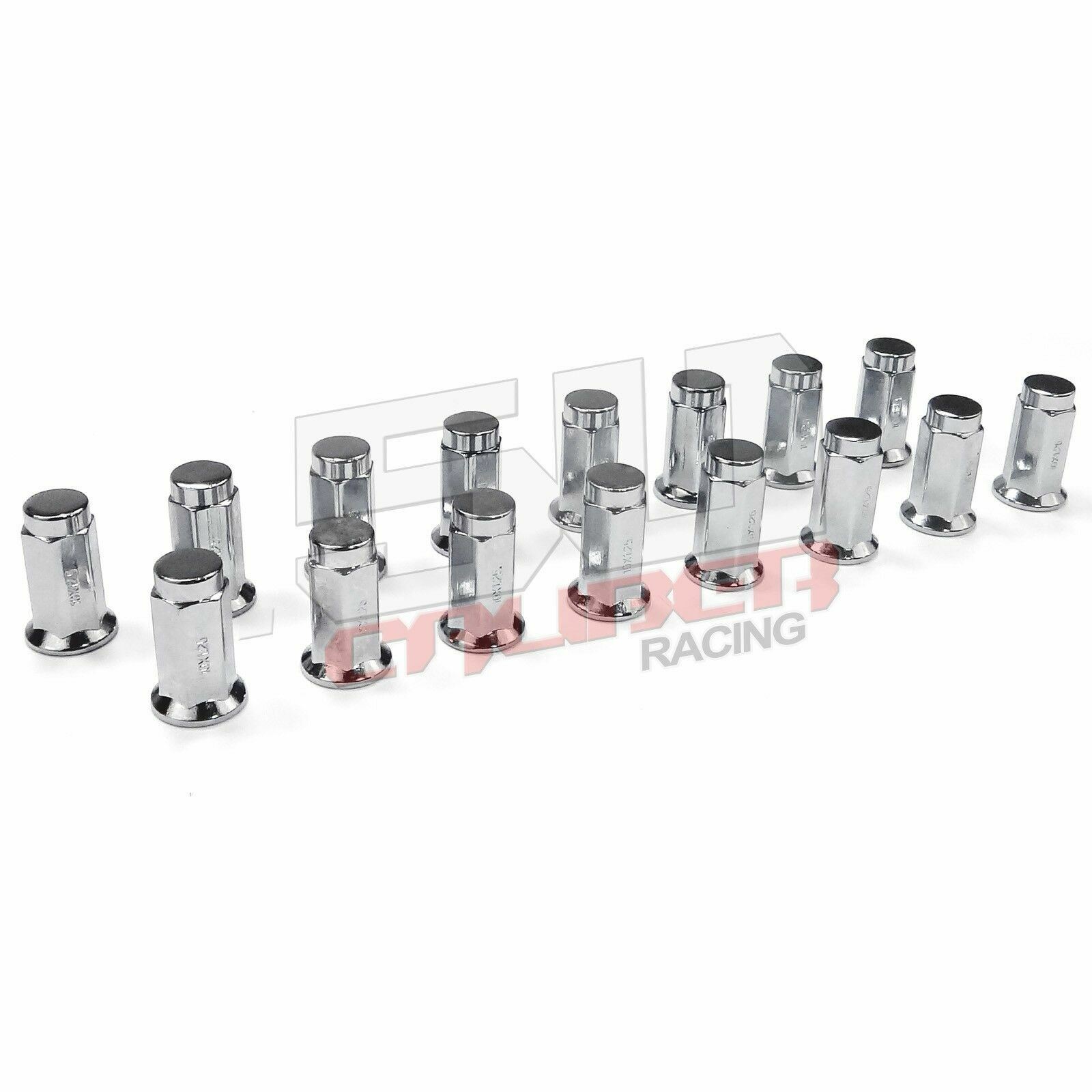 16 Pack - Flat Lug Nuts 12x1.5 17mm Hex Chrome RZR XP1000 S 900 1000 Maverick X3