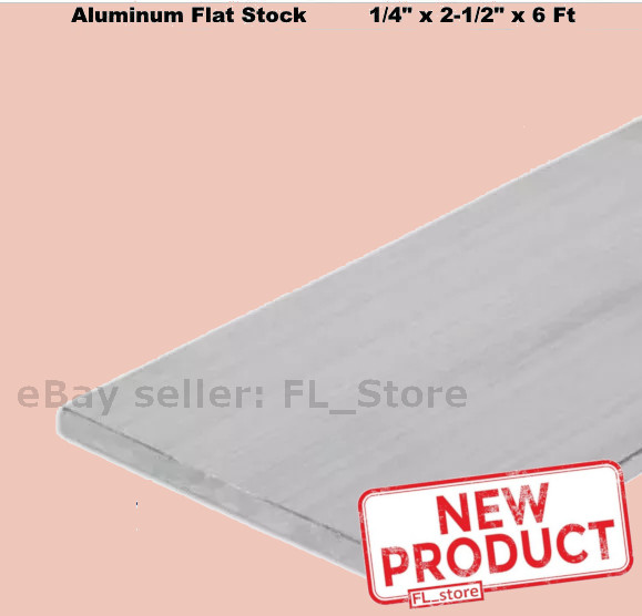 1/4" Thick Aluminum Flat Bar Stock 2-1/2" x 6 Feet Length Unpolished Alloy 6061