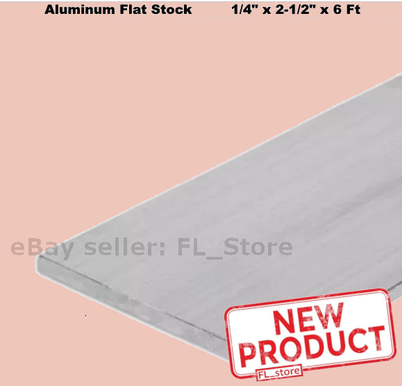 1/4" Thick Aluminum Flat Bar Stock 2-1/2" x 6 Feet Length Unpolished Alloy 6061