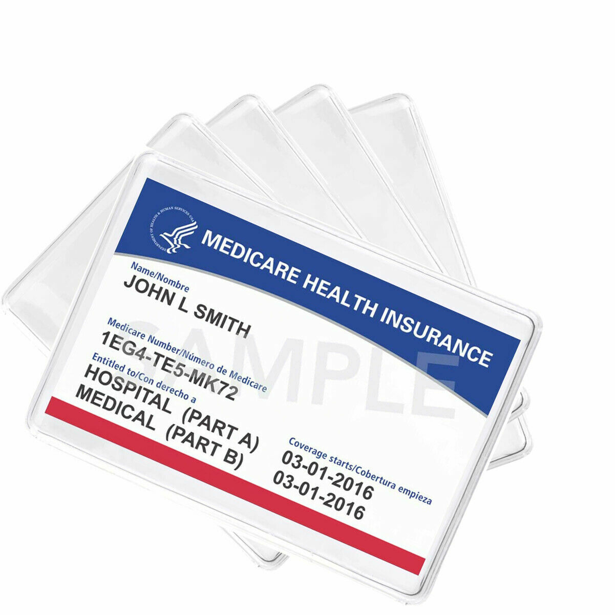 5 Pack - Medicare Card Holder Protector Sleeves - Clear Vinyl Credit Card Covers
