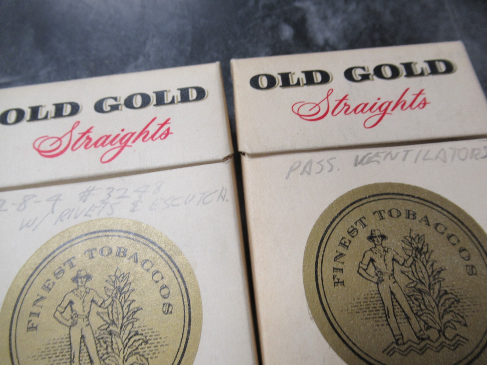 1 Vintage Used Empty Cigarette Hard Pack Paper Label Wrapper OLD GOLD Straights
