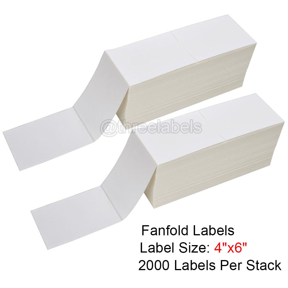 4000-20000 4x6 Fanfold Direct Thermal Shipping Labels Perforated Label For Zebra
