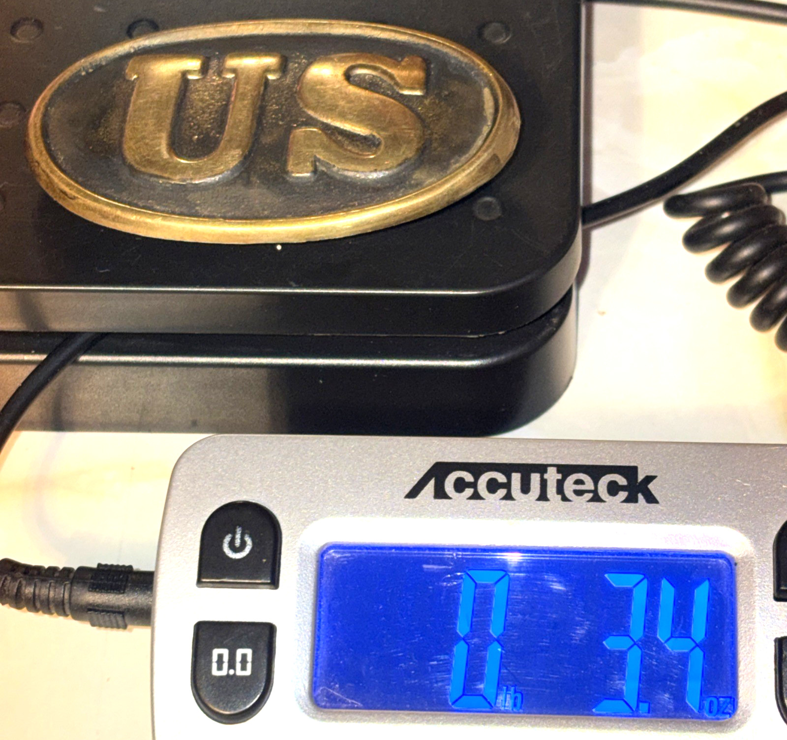 Union Civil War Belt Buckle Oval Brass US Military w Hooks Reenactment Vint LOOK