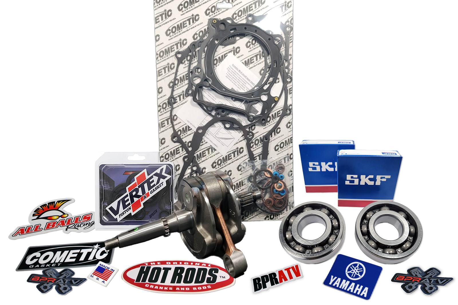 Yamaha YFZ450 Bottom End Engine Rebuild Kit Hot Rods Crank SKF Bearings Gaskets