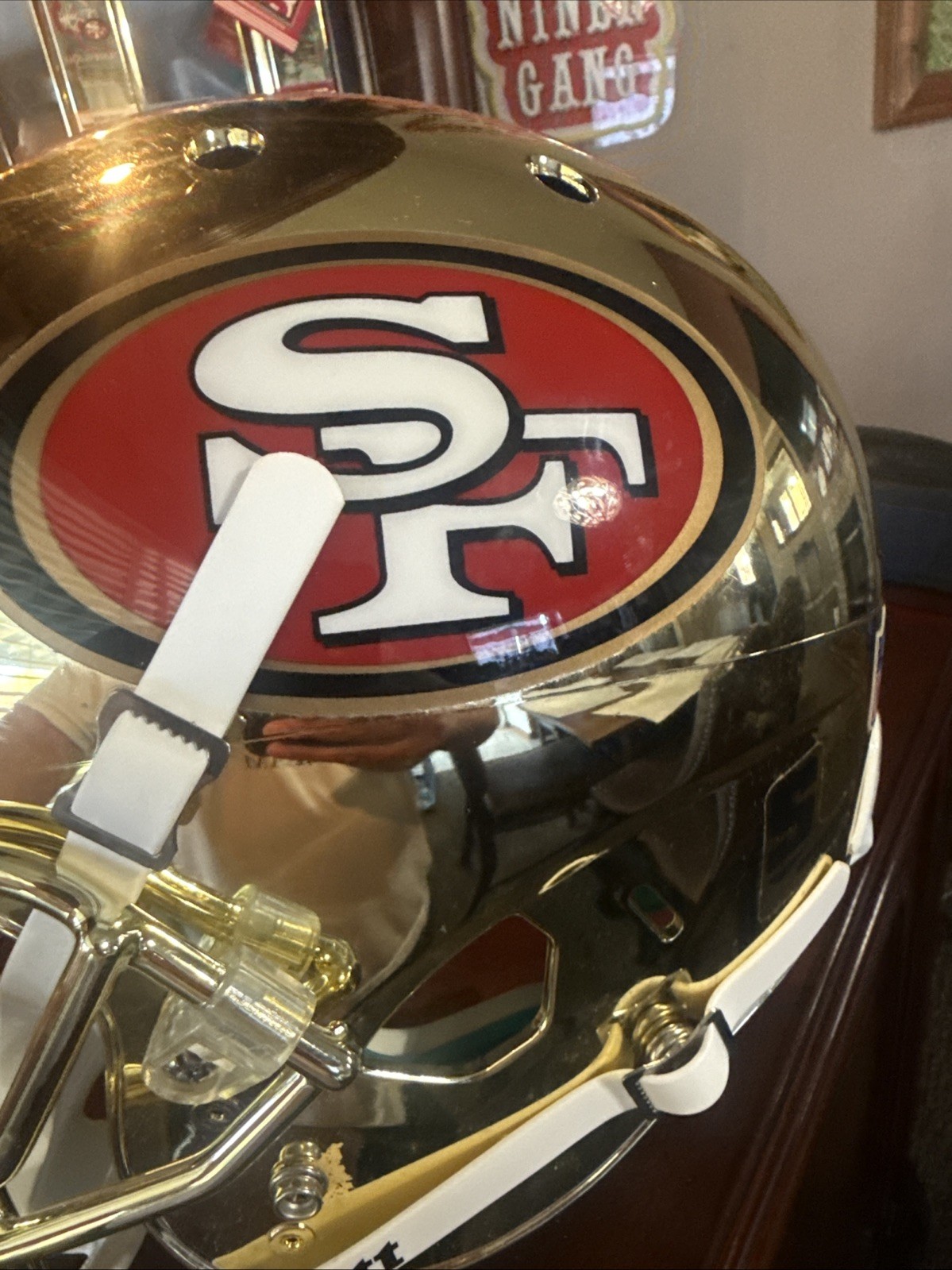 SAN FRANCISCO 49ERS Full Size Chrome Authentic Gold Football Helmet -