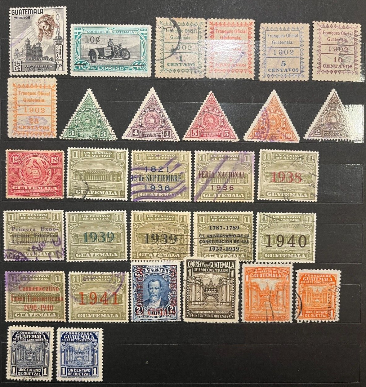 Guatemala 1902 - 1957 Used Back of Book 30 Postage Stamps Nice Various Quality