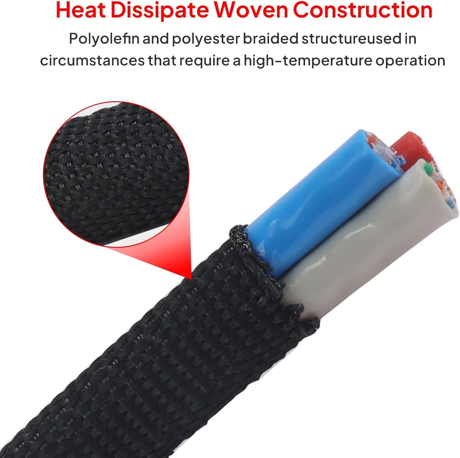 Black 2:1 Ratio Automotive Heat Shrink Braided Sleeving Tube Protect Cable/Wires