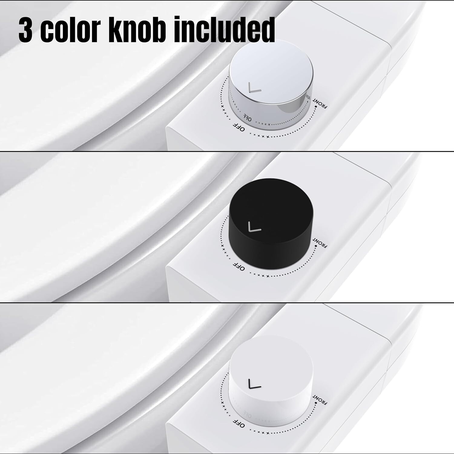 Toilet Bidet Dual Nozzle Left and Right Hand Side Convertible, 3 Color knobs