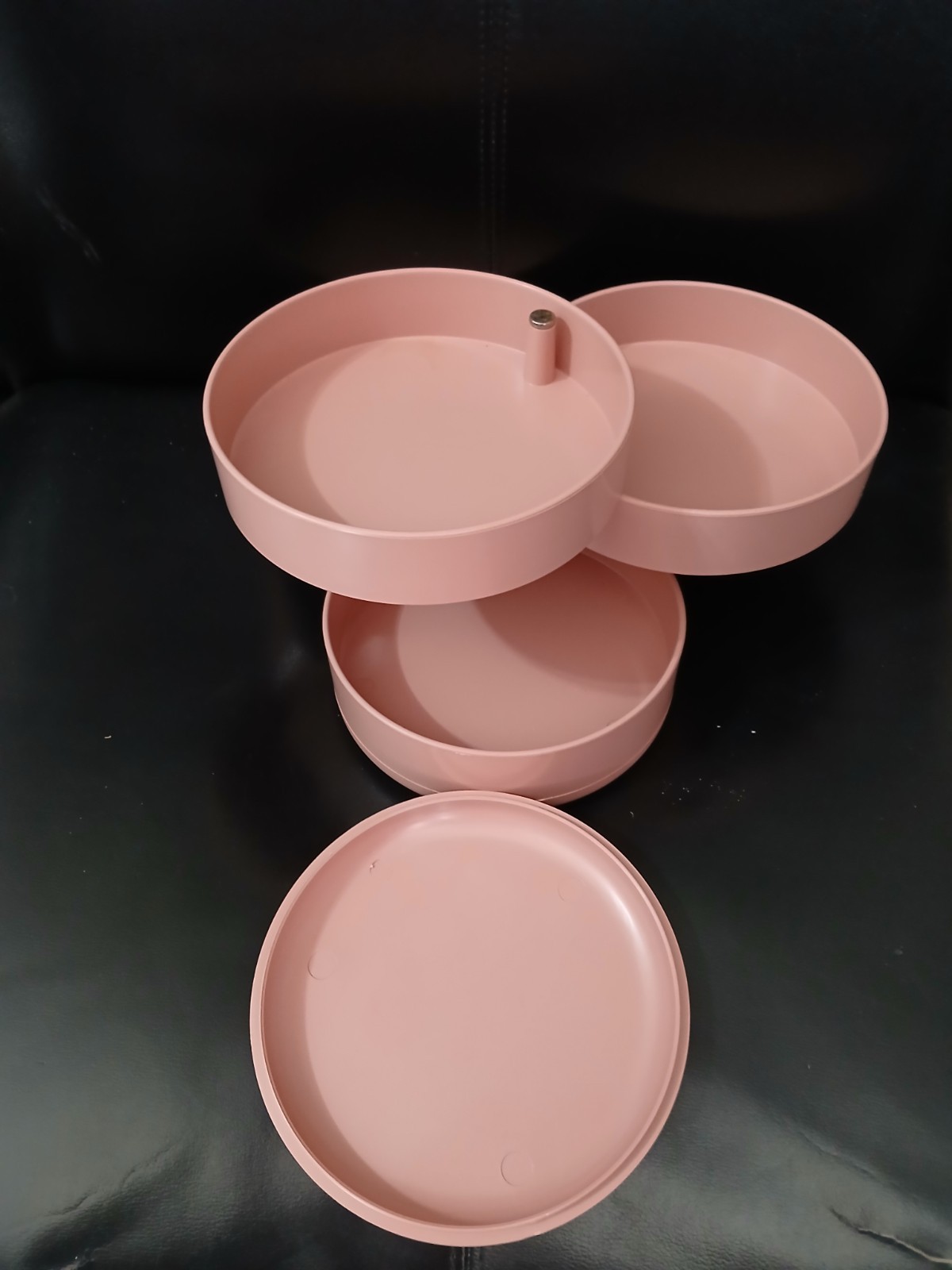 Vtg Circular Swivel Container Organizer AUTHENTIC Pink Rose Color