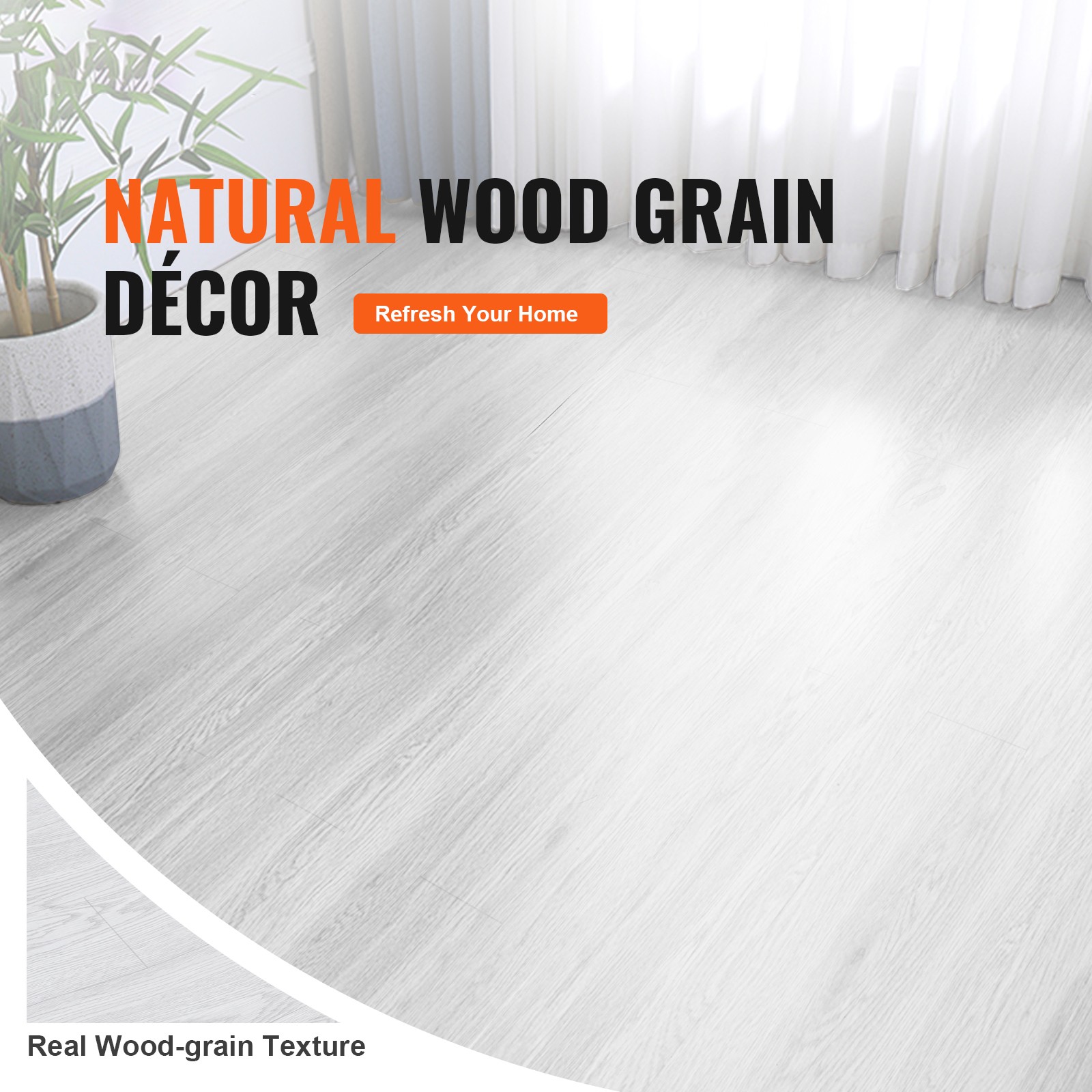 Uimoso 1 Pack 64sq.ft Self-Adhesive PVC Vinyl Floor Plank Wood Tiles Peel Stick