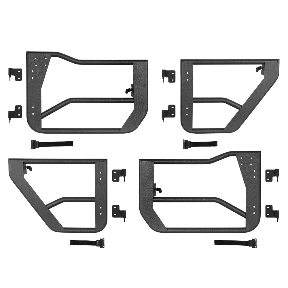 Hooke Road Tube Half Doors + Mirrors Fit 18-24 Jeep Wrangler JL Gladiator JT