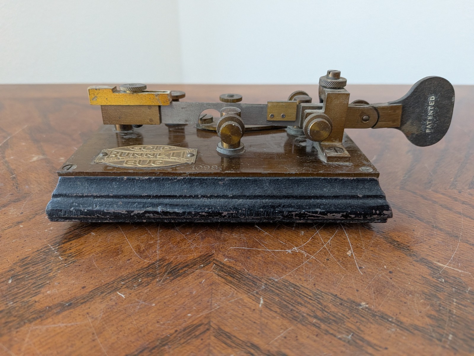 RARE J.H. Bunnell GOLD BUG Telegraph Key Keyer Morse Code Vintage