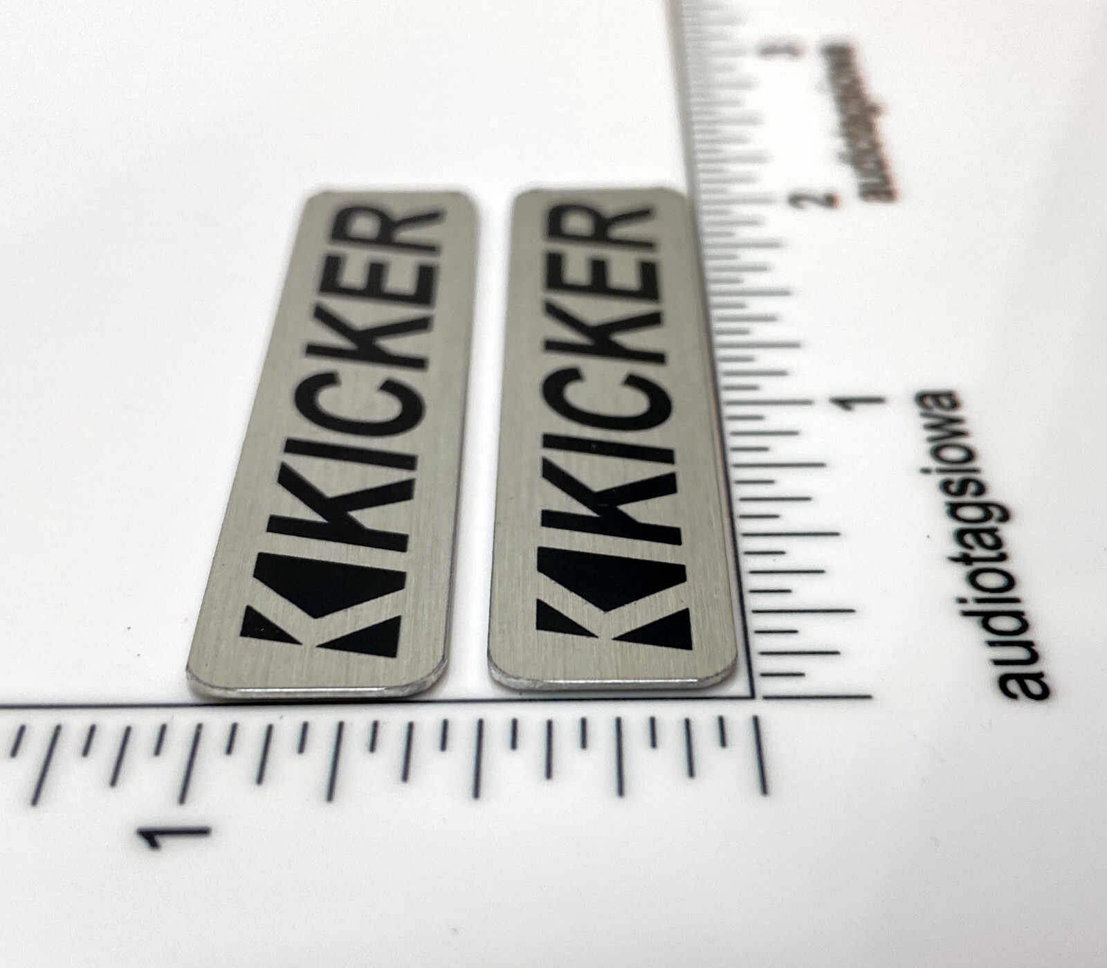 Kicker Speaker Badge 2" Silver Pair Logo Emblem Custom Made Aluminum