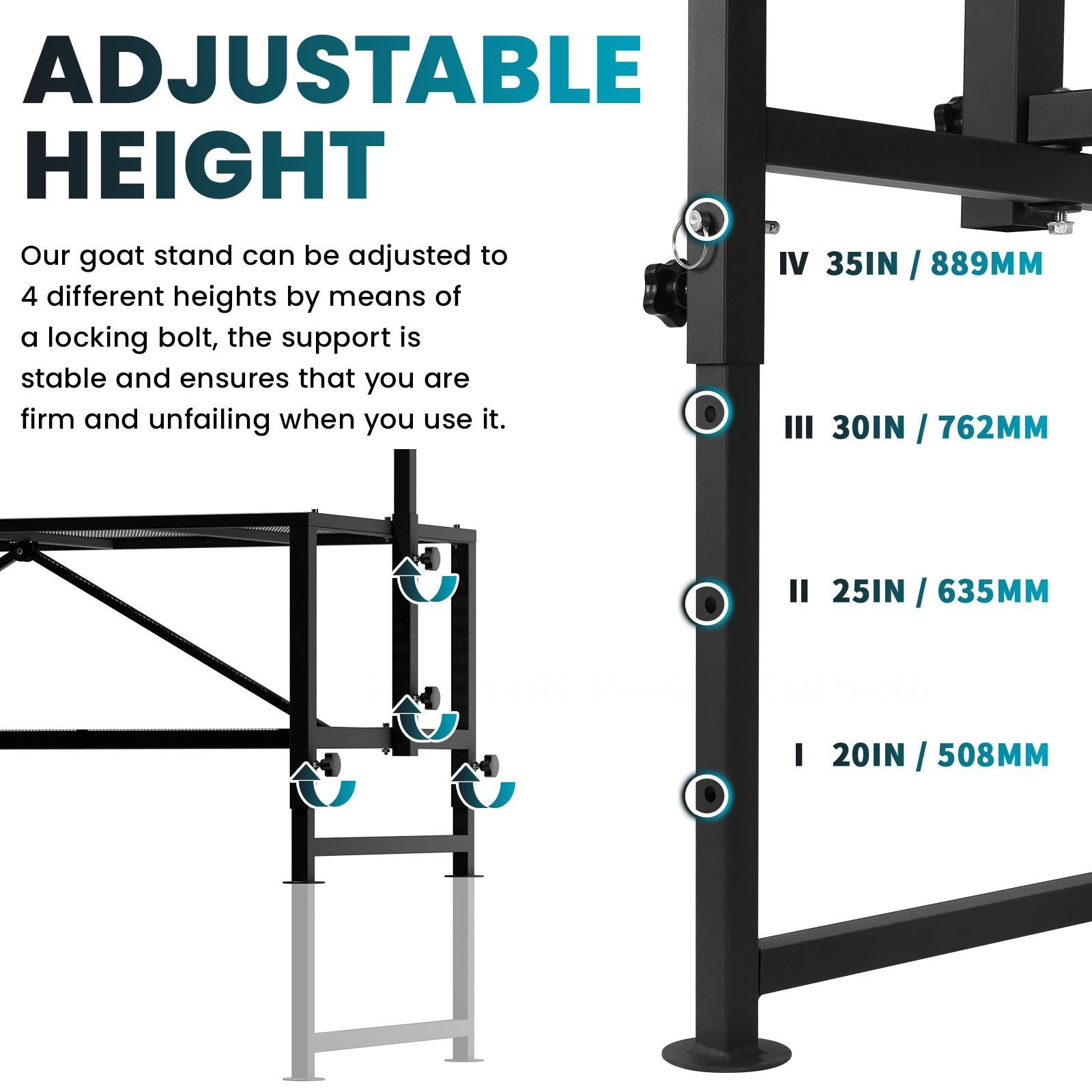 Livestock Stand Goat Trimming Stand with Ramp 21"-32" Height 47x23 in Tabletop