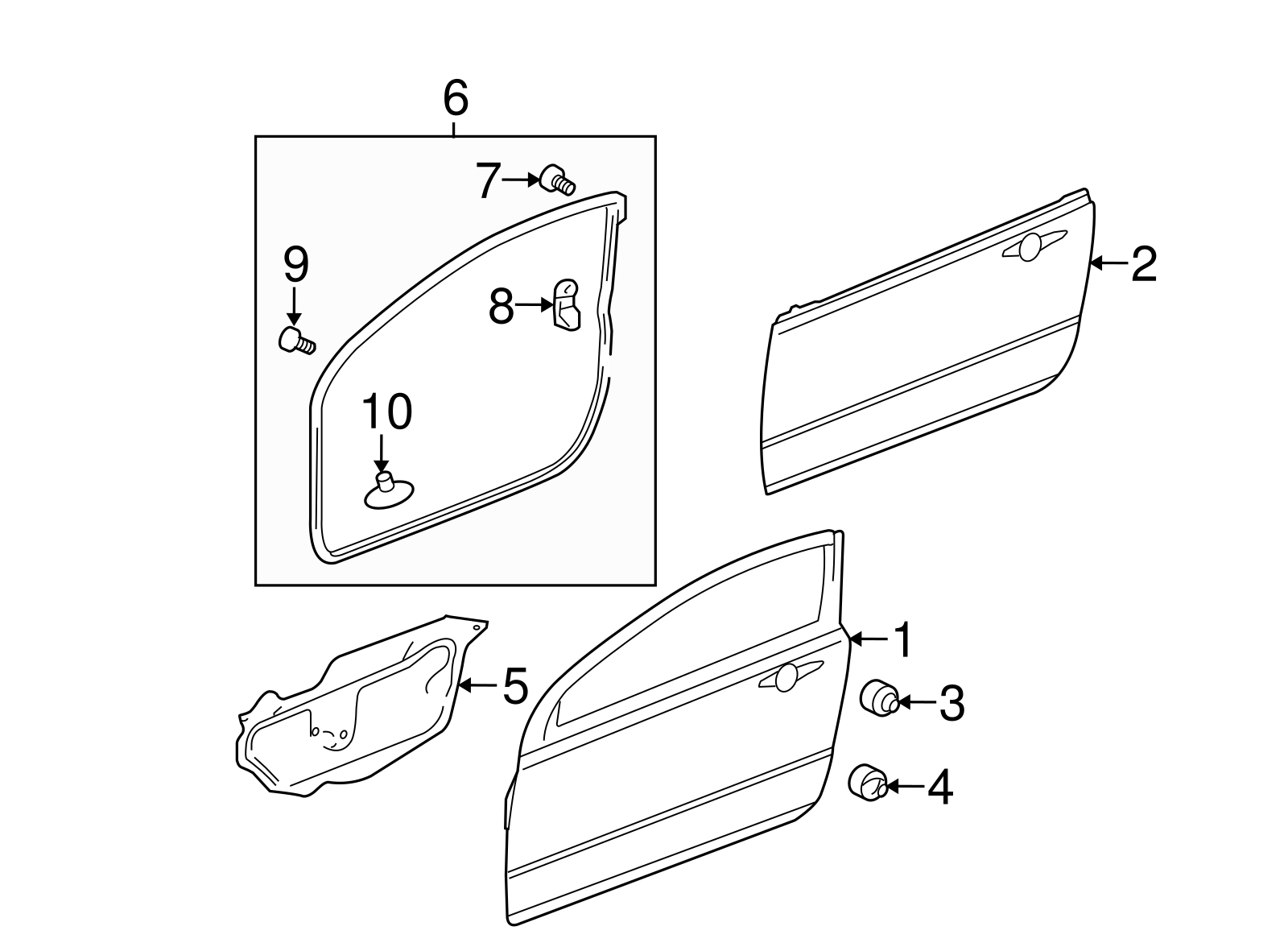 06-11 Honda Civic Coupe (2D) Right (Passenger) Door Weatherstrip (72310-SVA-305)