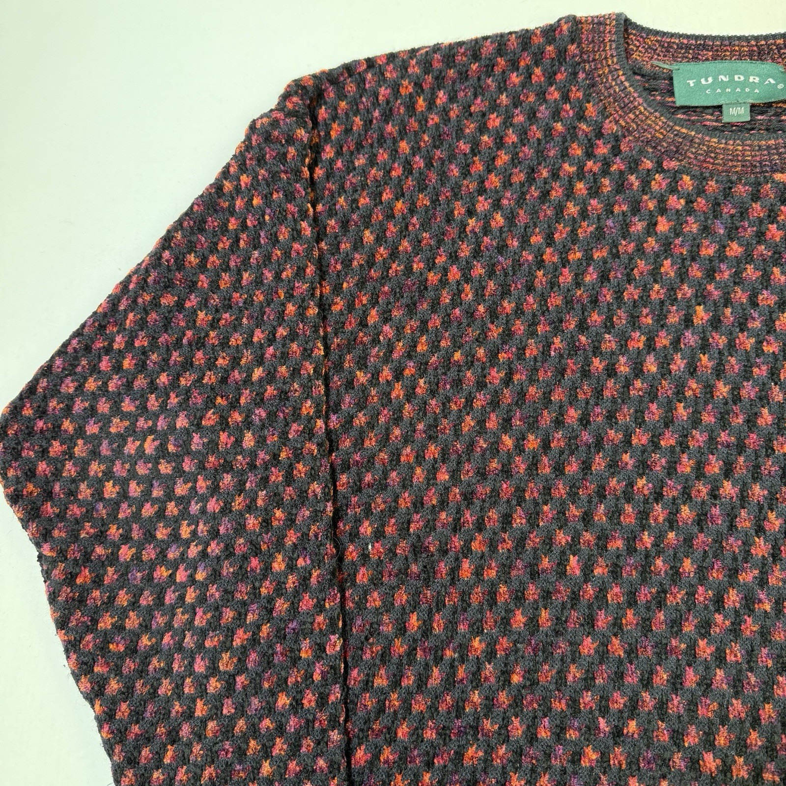 Tundra Sweater Mens M 3D Knit Coogi Style Geometric Grandpacore Cabincore Cosby