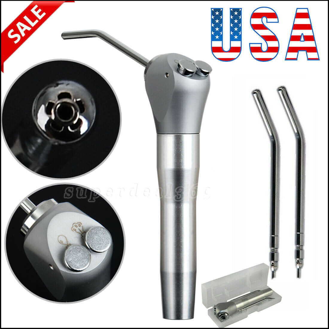 Dental 3 Way Air Water Spray Triple Syringe Handpiece w/ 2 Nozzles Tips Tubes CE