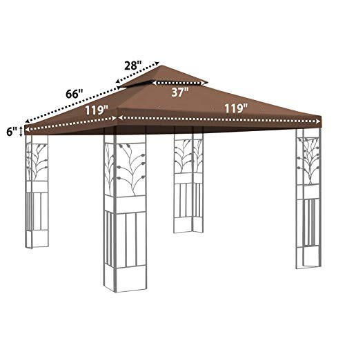 Brown Double Tier Replacement 10'X10'Gazebo Canopy top Patio Pavilion Cover