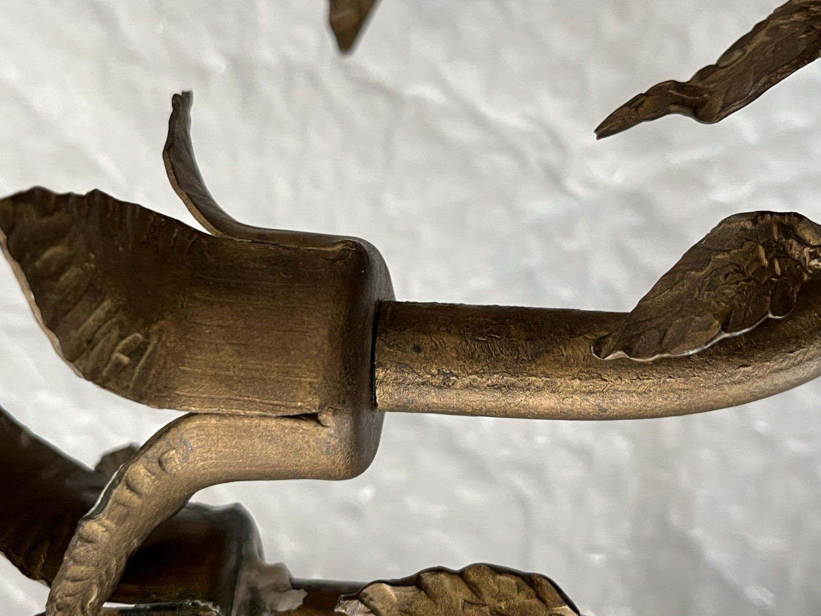 Vintage Pair Solid Bronze Gilt Magical Mystic Forest Wall Candle Holder Sconces