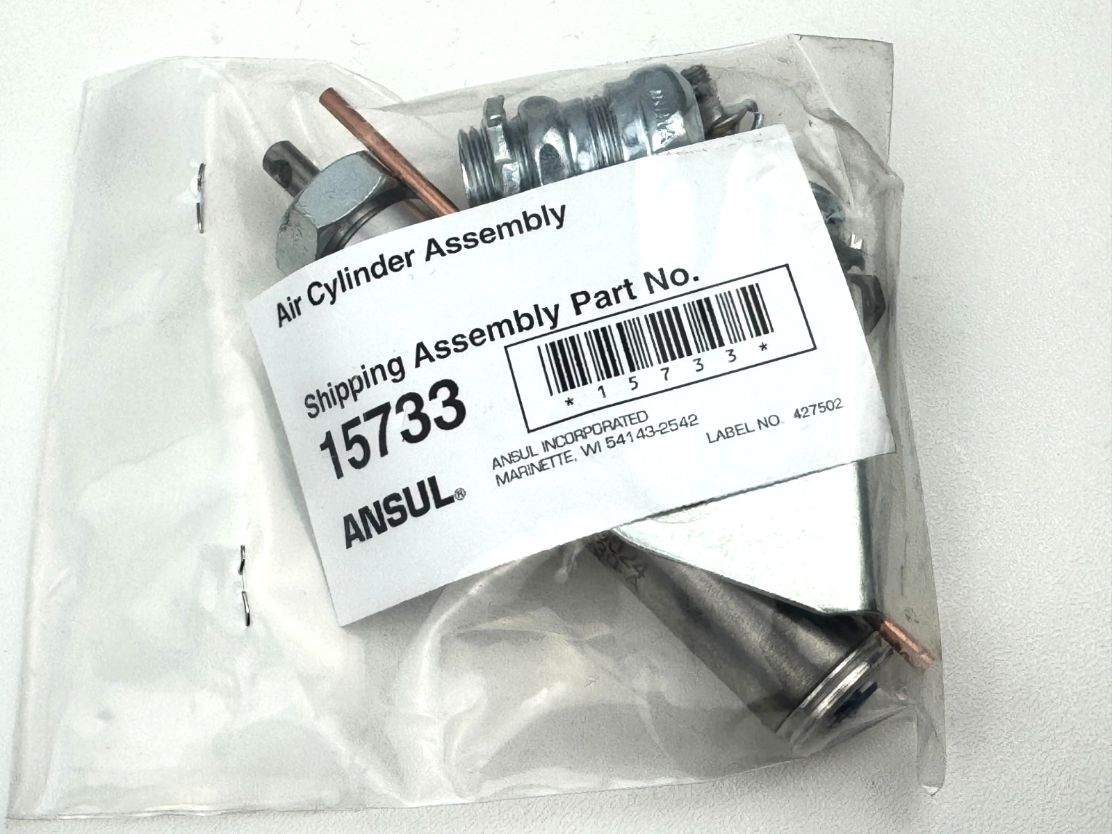 Ansul Air Cylinder Assembly #15733 for Mechanical Gas Valves Fire Suppression