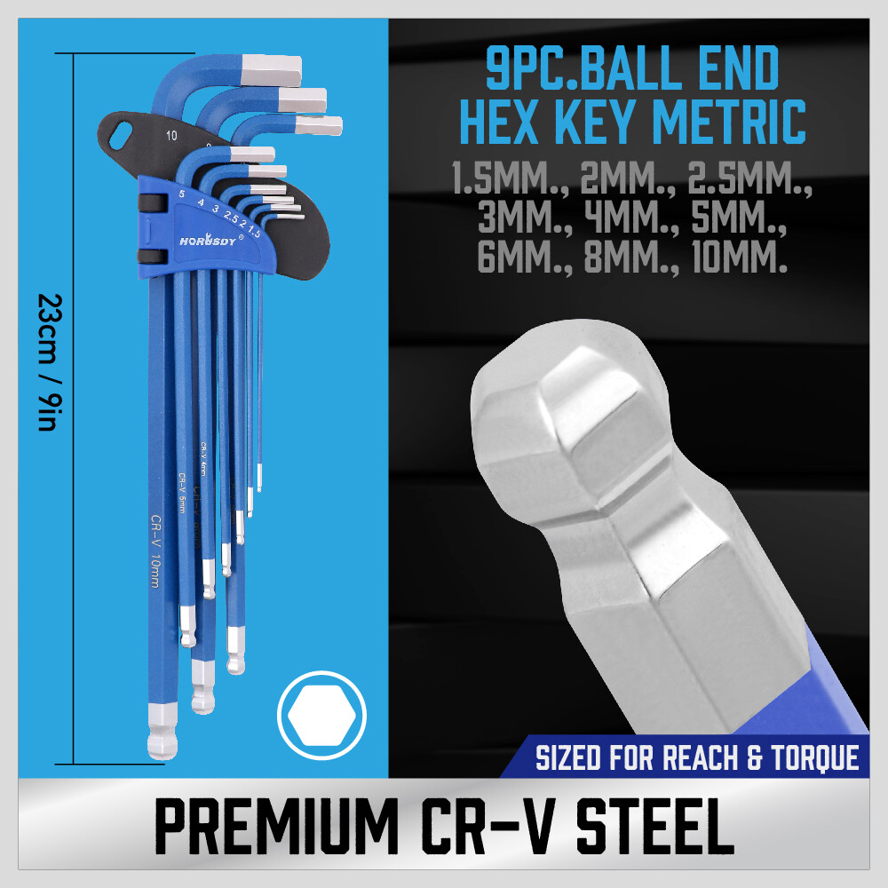 36pc Hex Key Allen Wrench Set Ball End SAE Metric Star Long Arm Industrial Grade