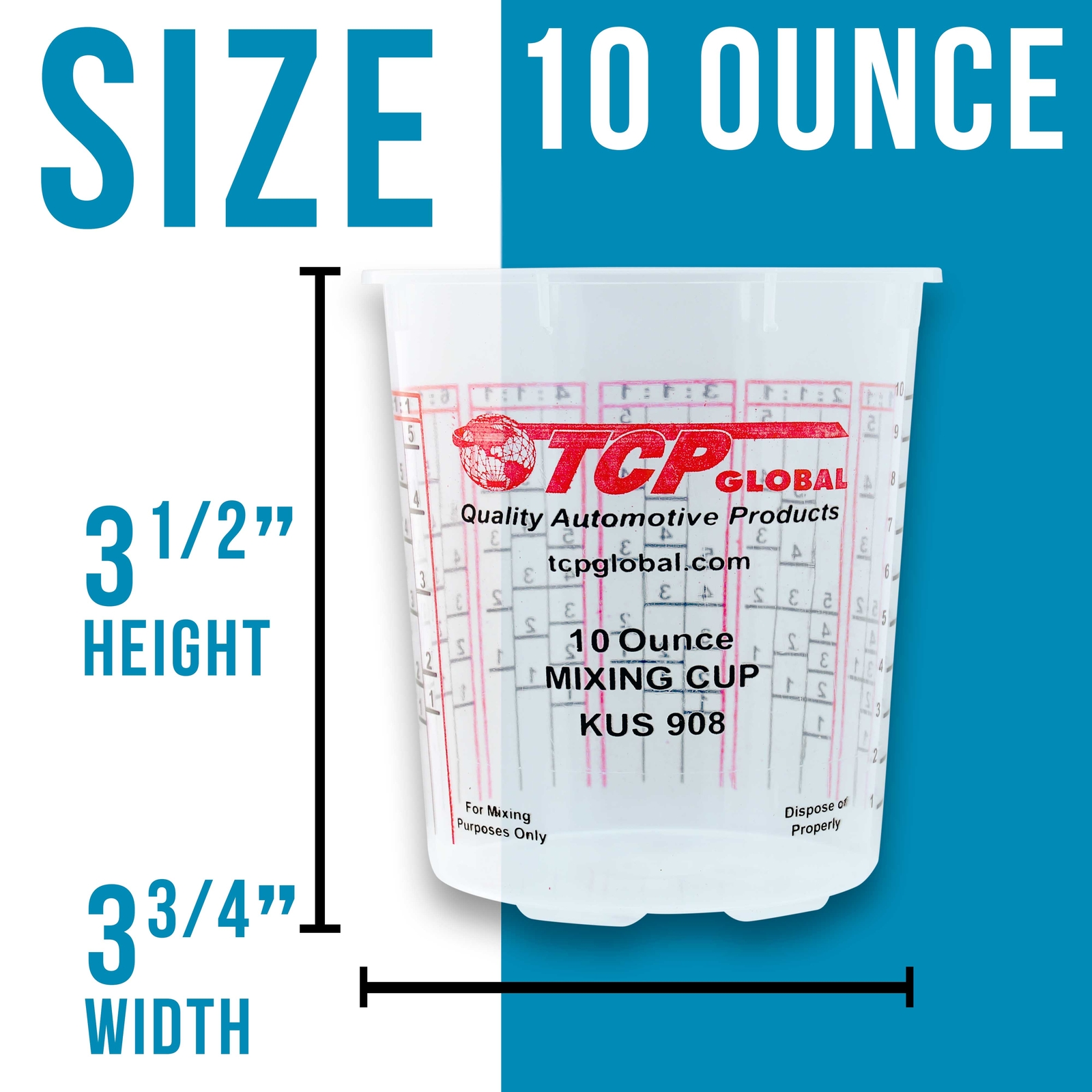 8-Ounce (1/2 Pint) Paint & Epoxy Mixing Cup Calibrated Ratios - 100 Cups/12 Lids