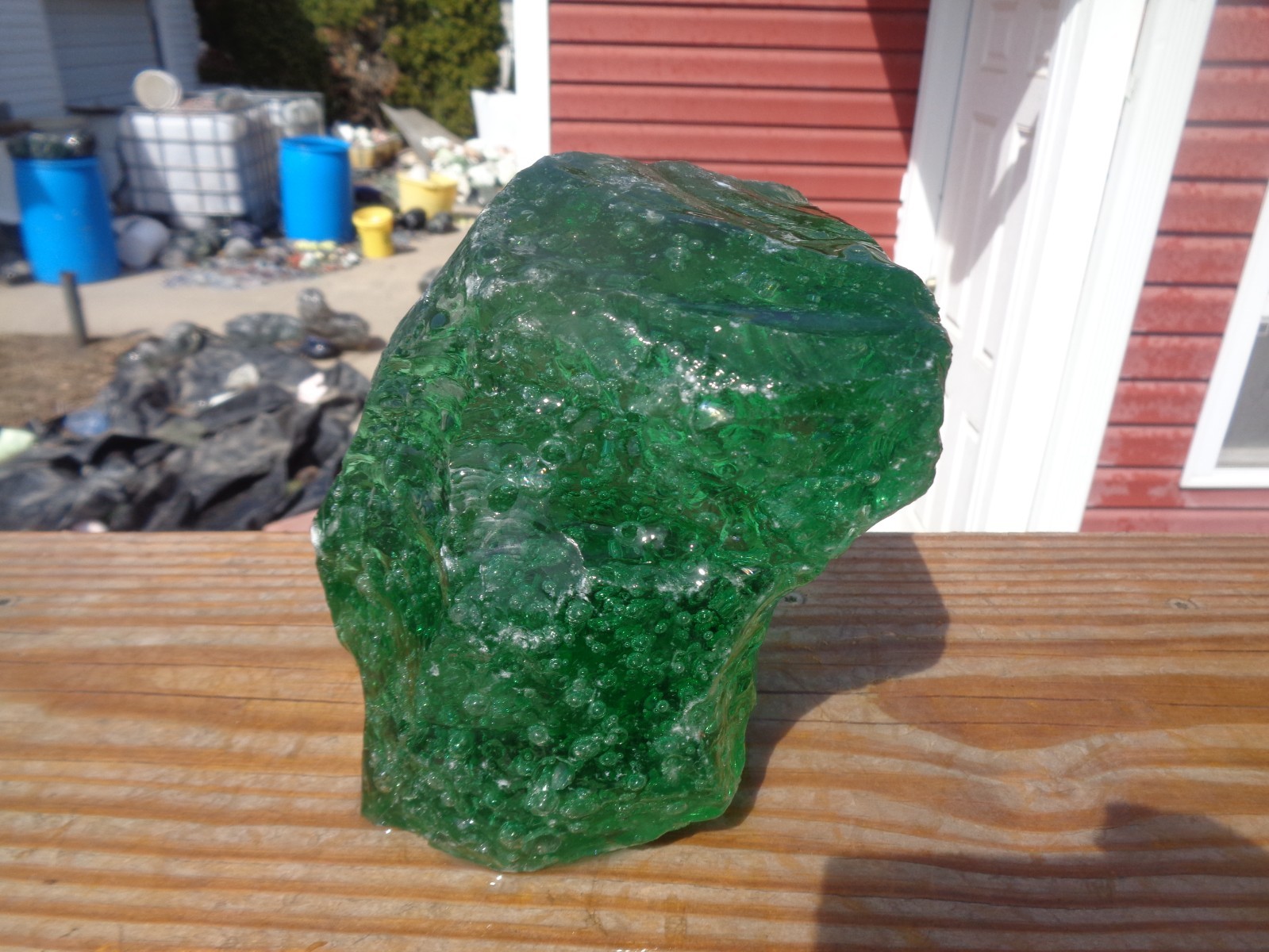 Glass Rock Slag Clear Green Bubbles Rocks 5.2 lbs 57C Landscaping Aquarium