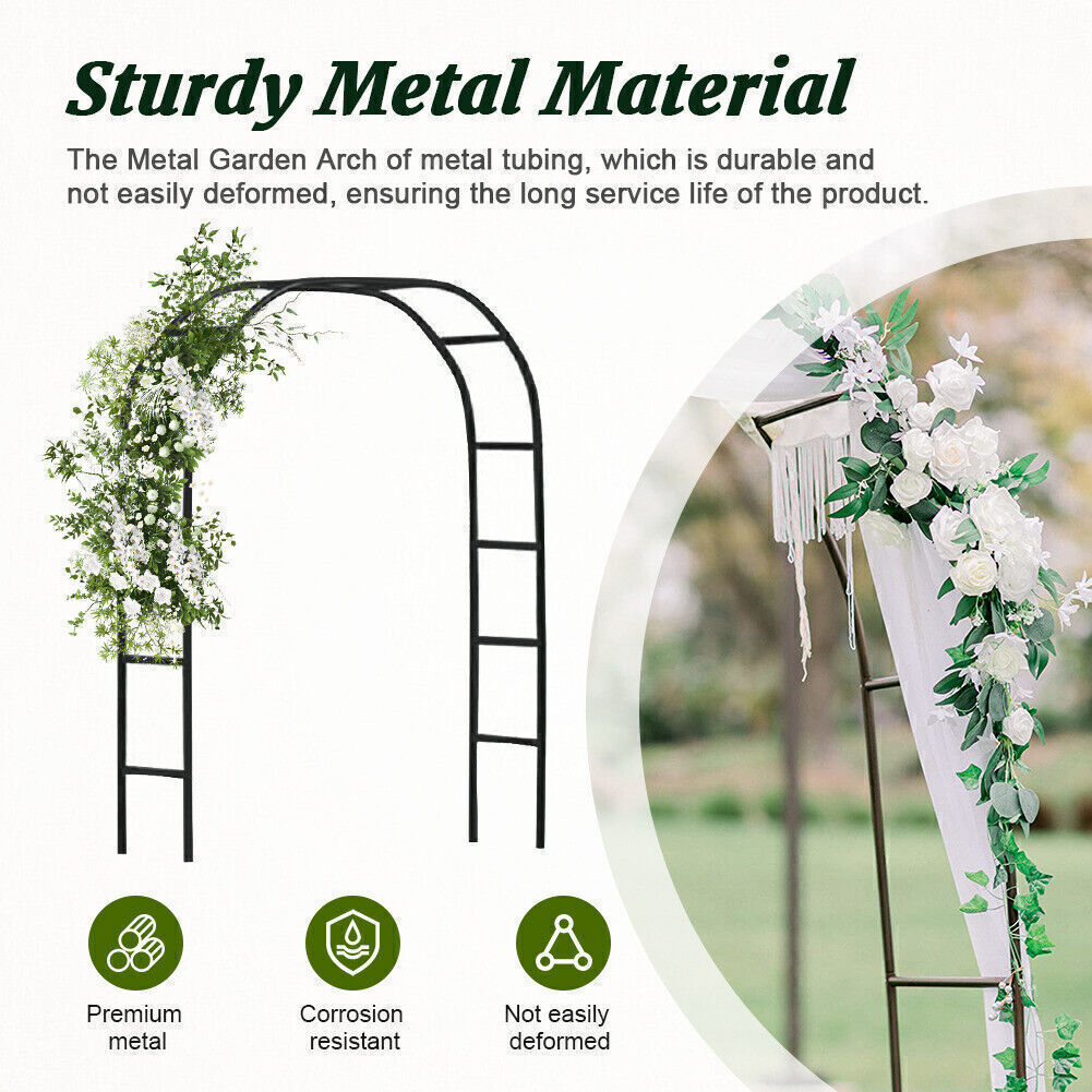 2.4M Wedding Arch Metal Garden Arch Garden Arbor Trellis For Climbing Plants