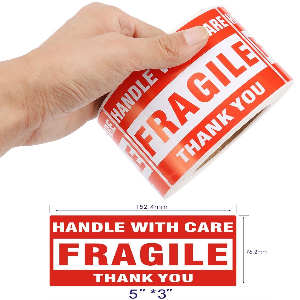 4 Rolls 500/Roll 3x5 Fragile Stickers Handle with Care Thank You Shipping Labels