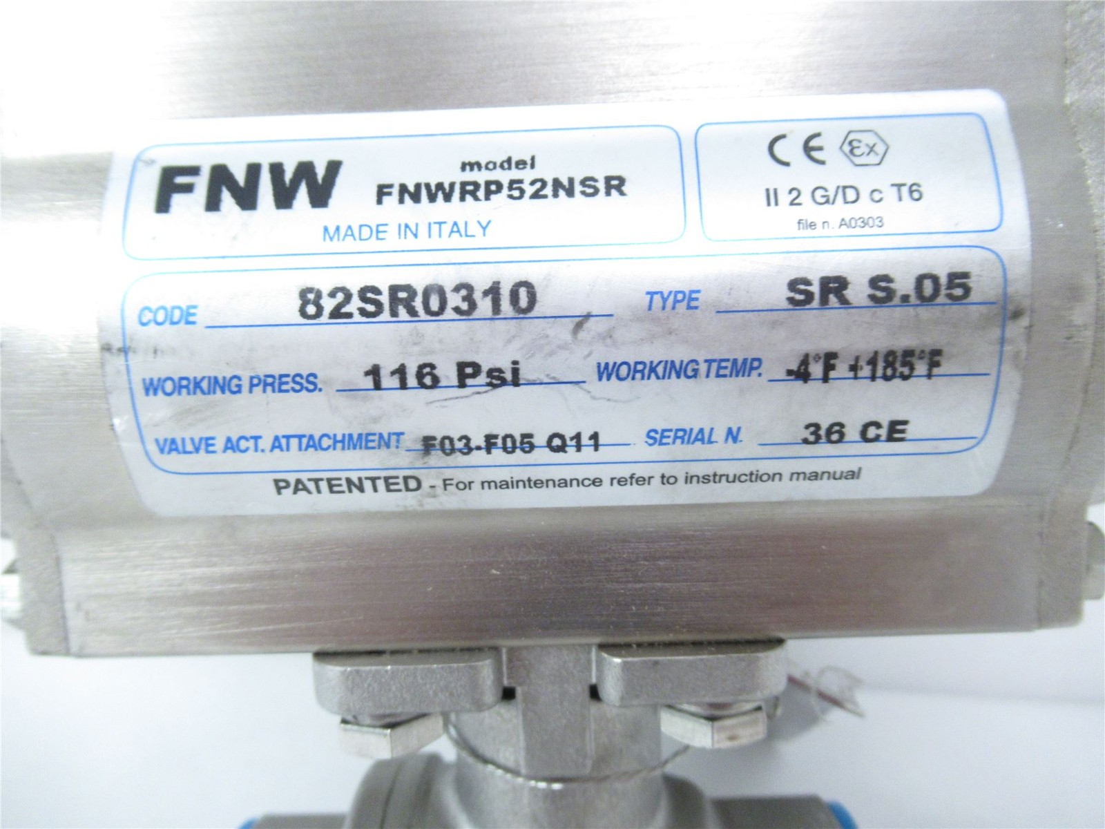247434 New-No Box; FNW FNWRP52NSR Ball Valve 3/4" w/Actuator