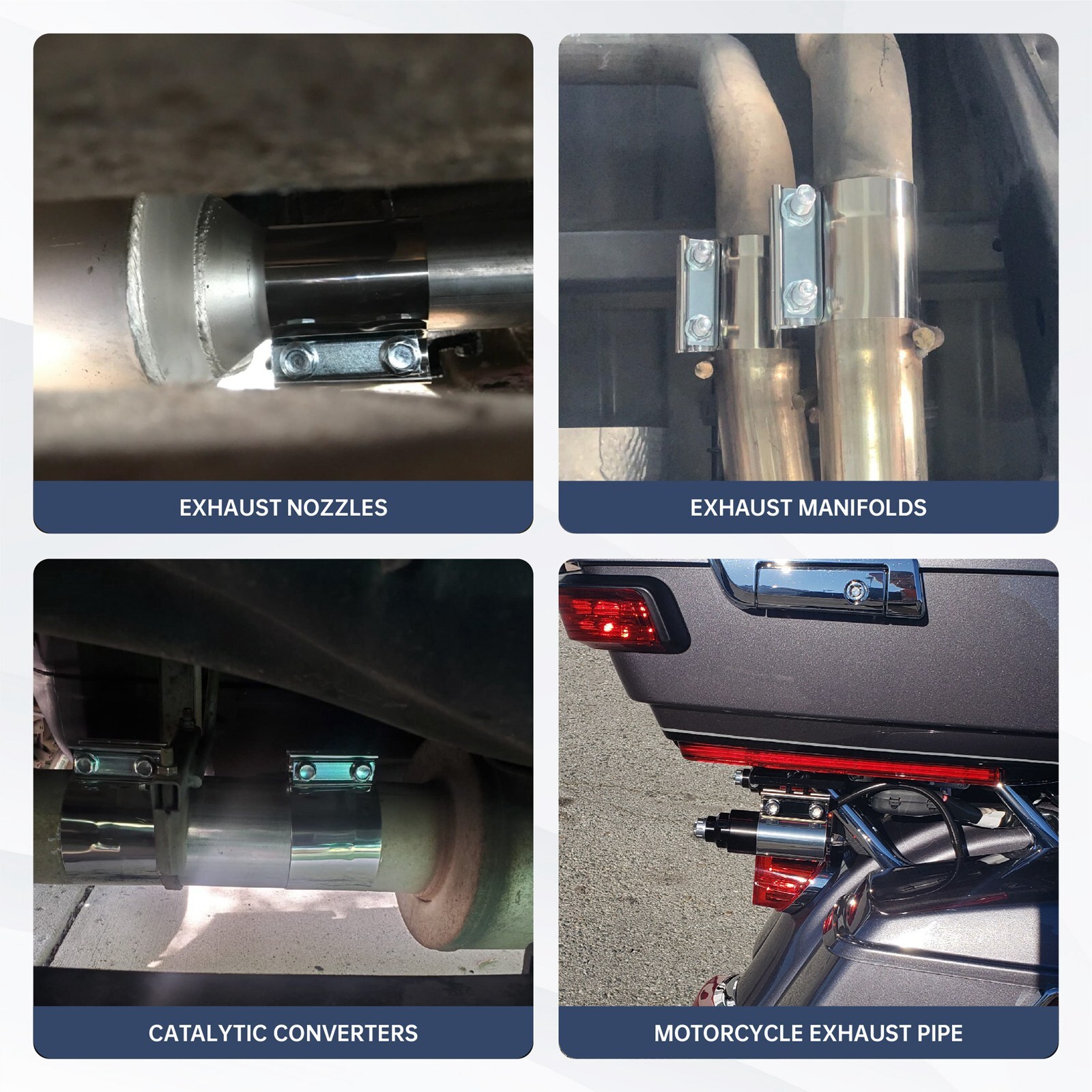 2pcs 3" Stainless Steel Butt Joint Exhaust Band Clamp for Catback Muffler Pipe