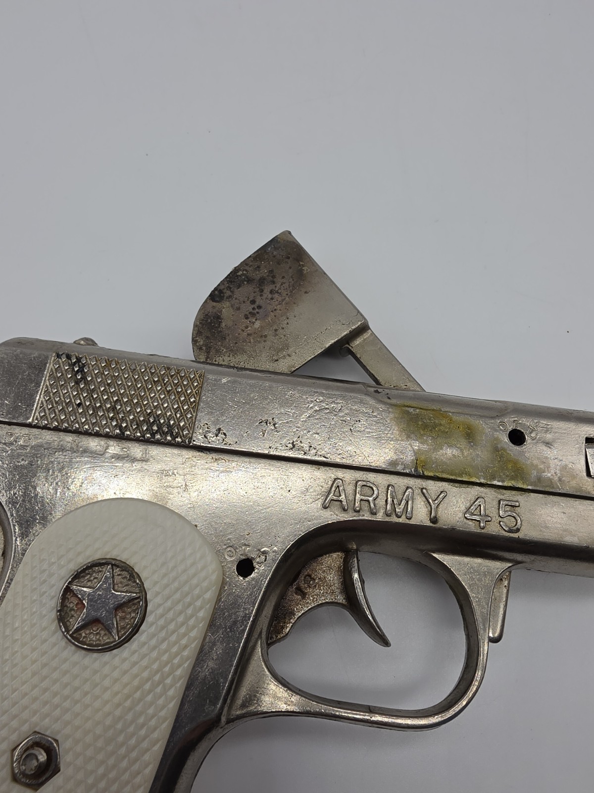 VINTAGE HUBLEY ARMY 45 CAP GUN - COLT 1911 - Working, Oiled- 1950'S