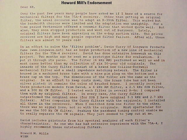 Collins 75A-4 NEW Dave Curry Custom Made, Rockwell Collins 6 kc AM Filter