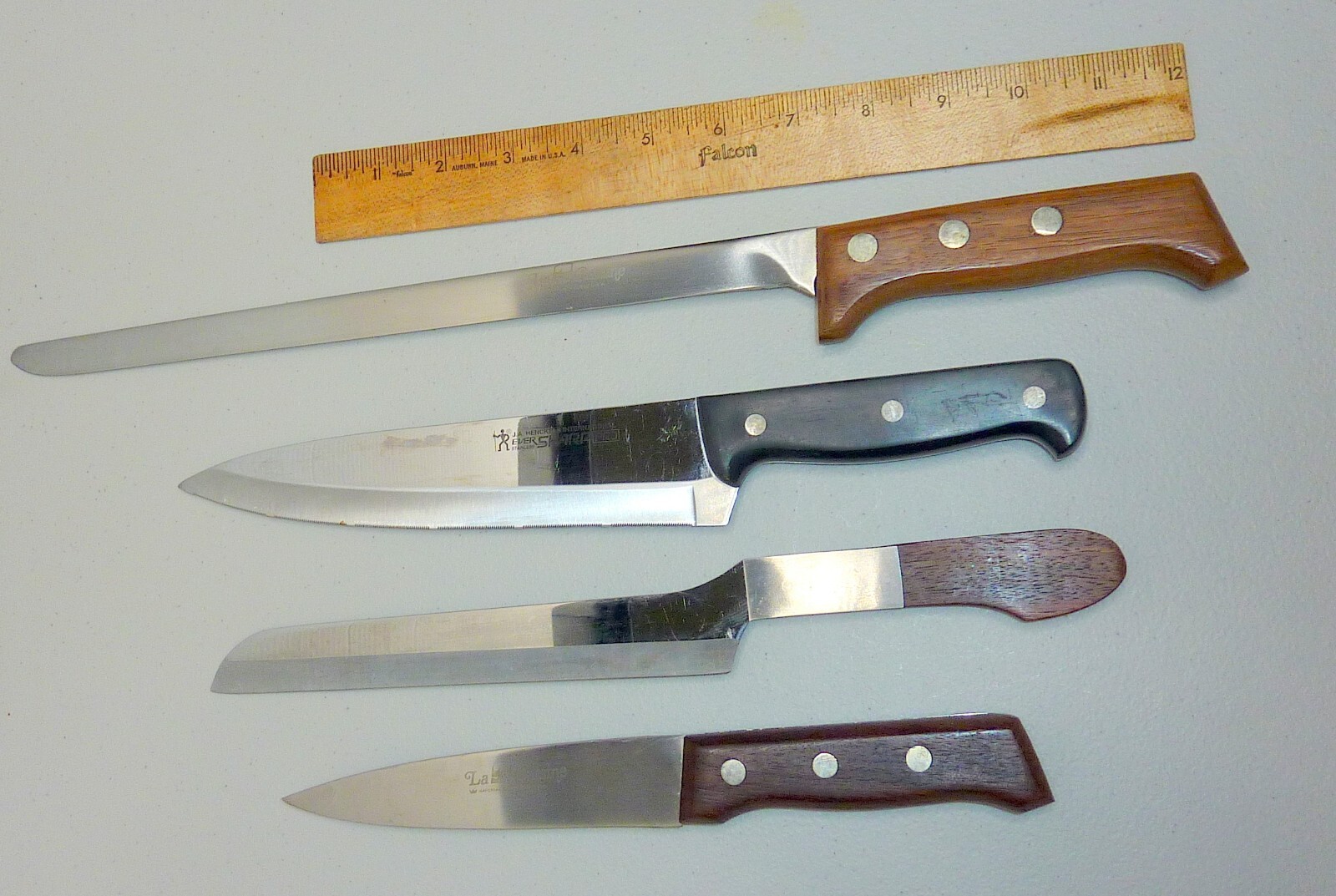 JA Henckels Pro, Cuisine, Wood Handles Japan Vtg. 4 High Quality Knives