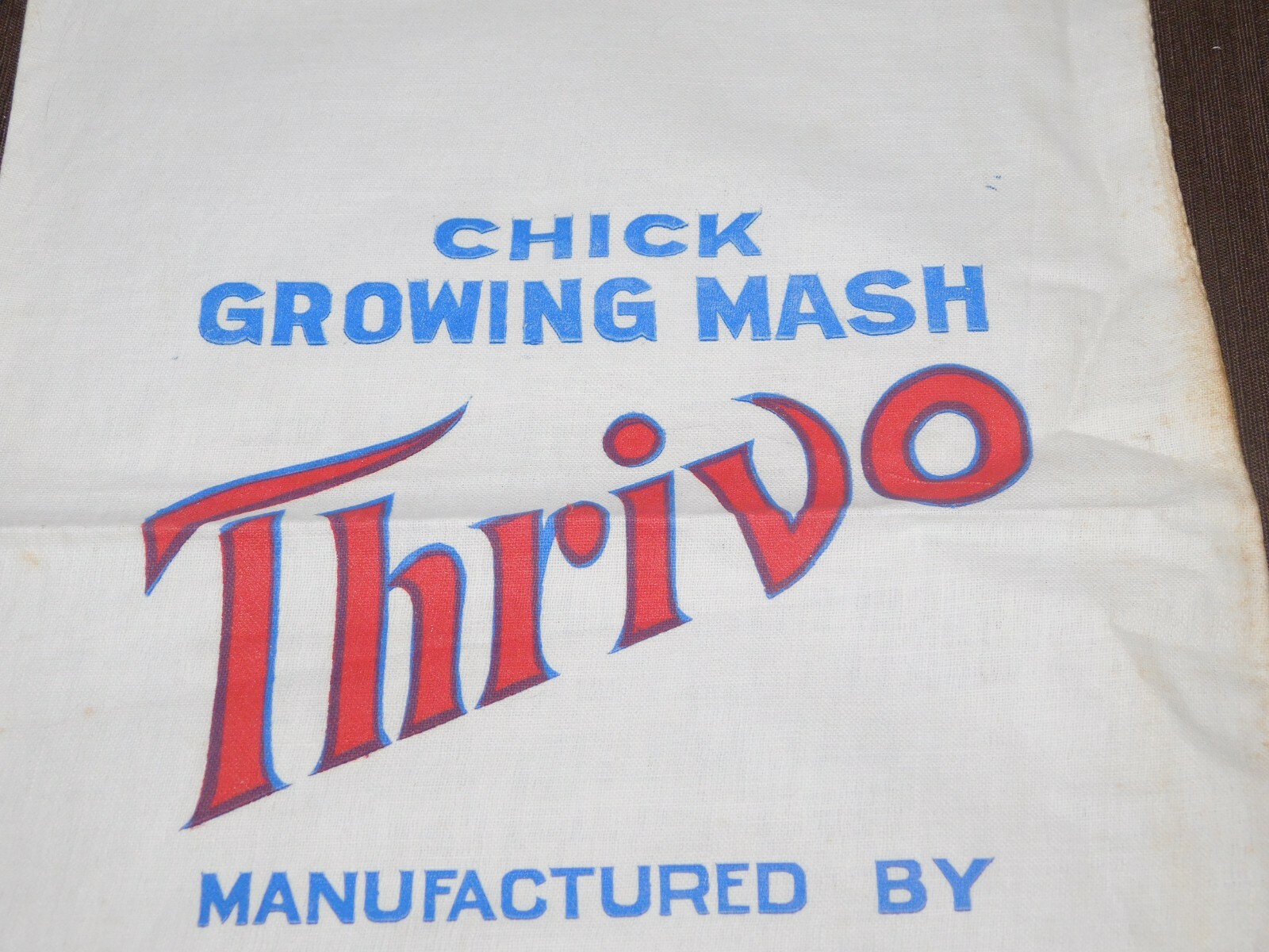 VINTAGE 16" X 10" THRIVO CHICK MASH BRACKMAN-KER MILLING CO FEED CLOTH SACK