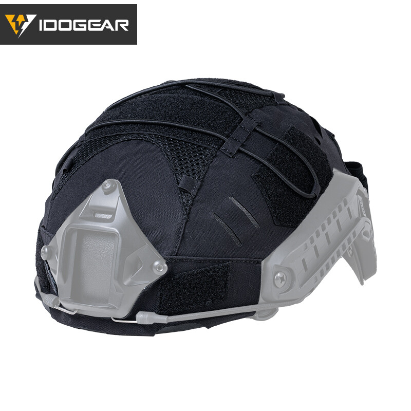 IDOGEAR Tactical Helmet Cover For FAST Helmet NVG Battery Pouch Laser Cut Camo