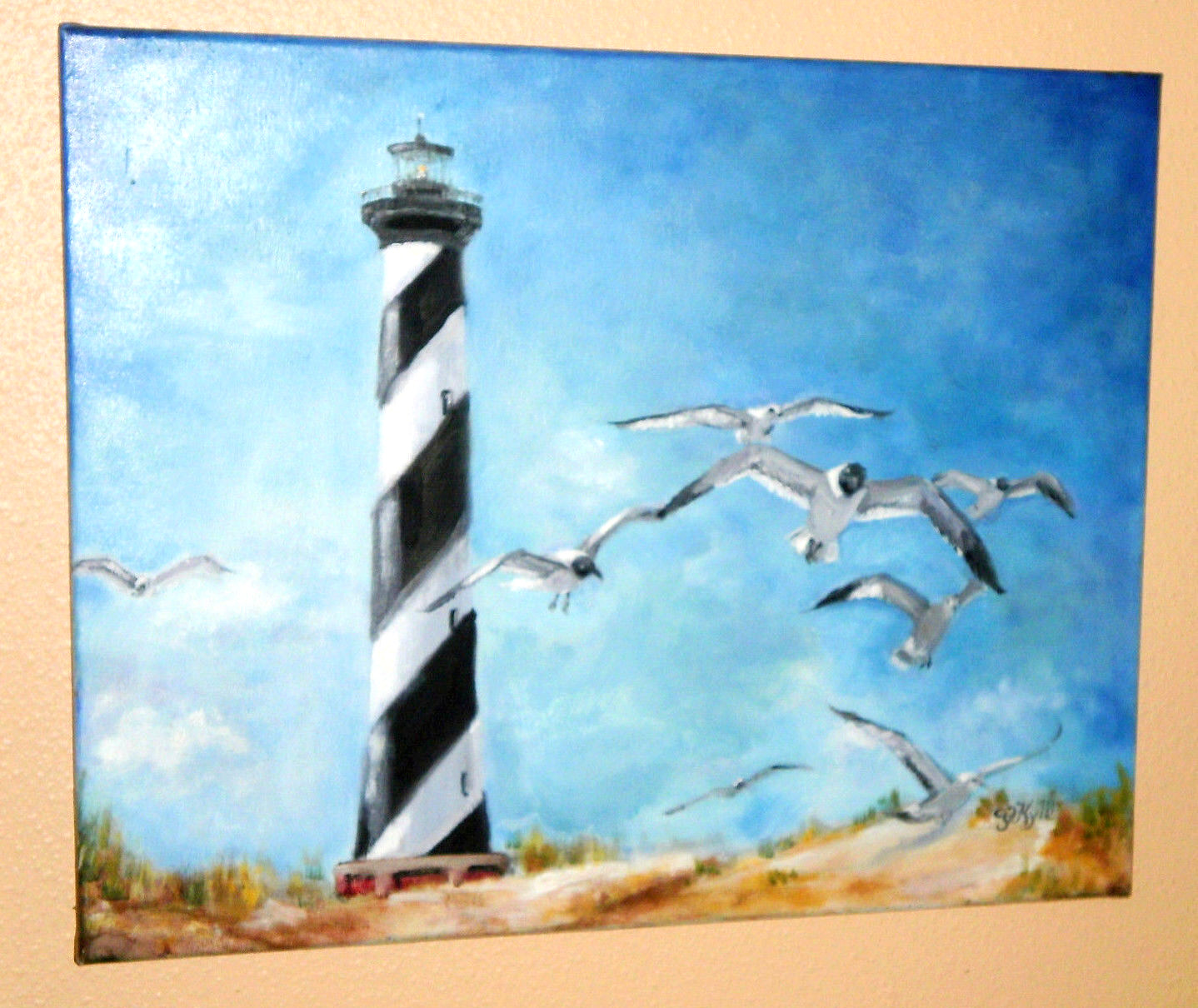 Cape Hatteras Lighthouse Original Oil Painting Realism 16x20 Handmade by Artist