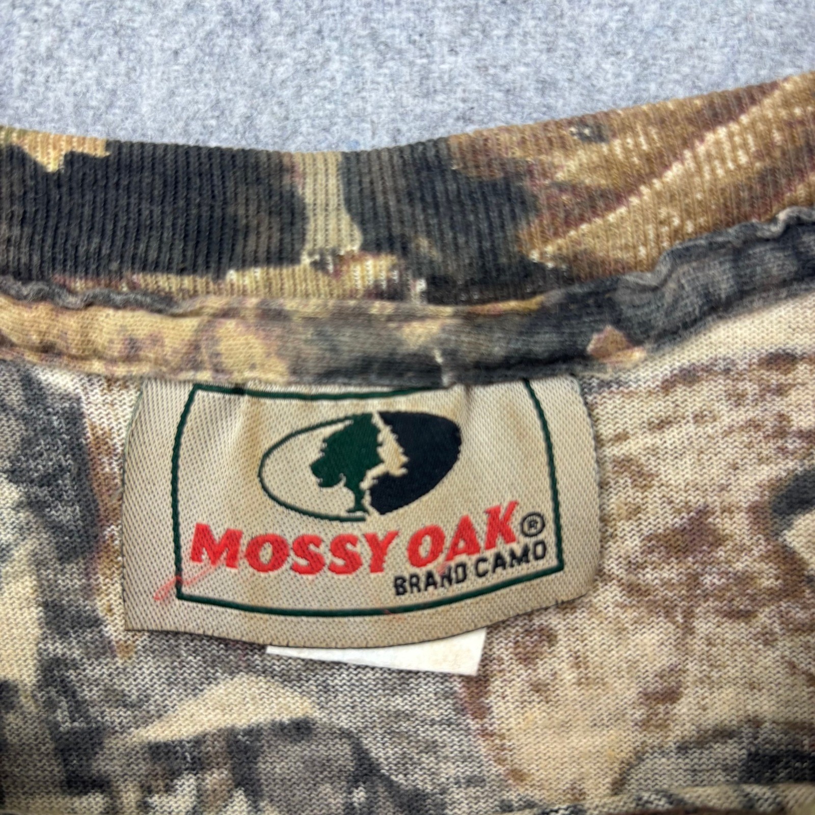 VTG 90s Mossy Oak Camo Long Sleeve Shirt Mens L Forest Floor USA Single Stitch