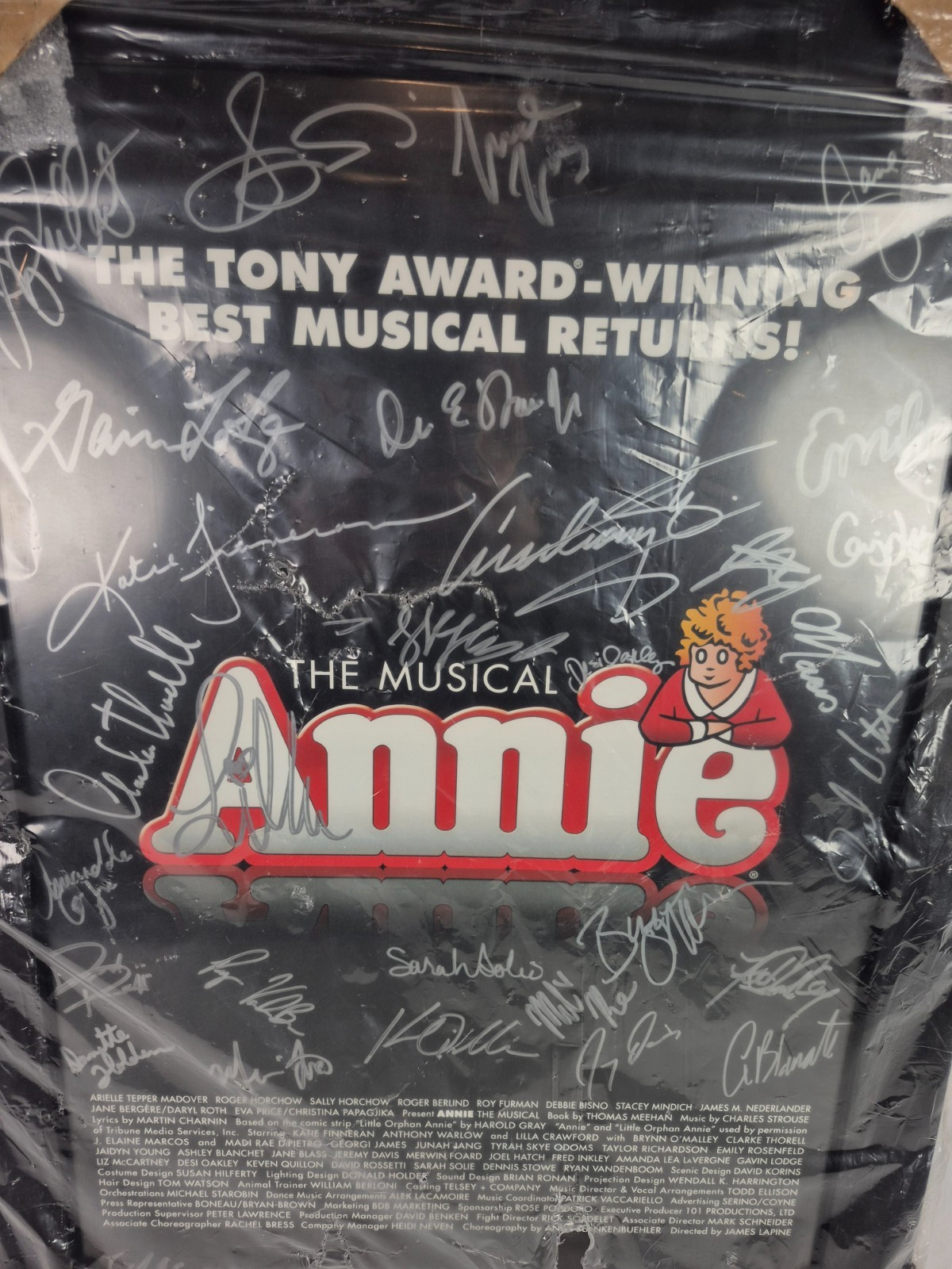 Annie The Musical Autographed Framed Poster Palace Theatre Broadway