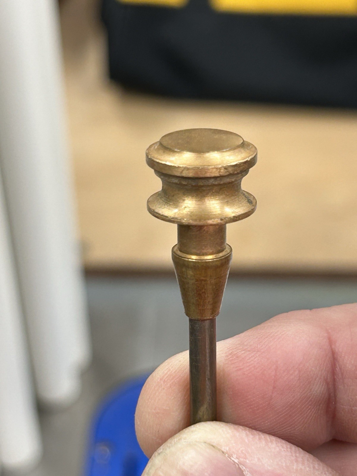 QTY 1 ANTIQUE CARD CATALOG SKEWER ROD WITH BRONZE KNOB AND BRONZE PLATED ROD