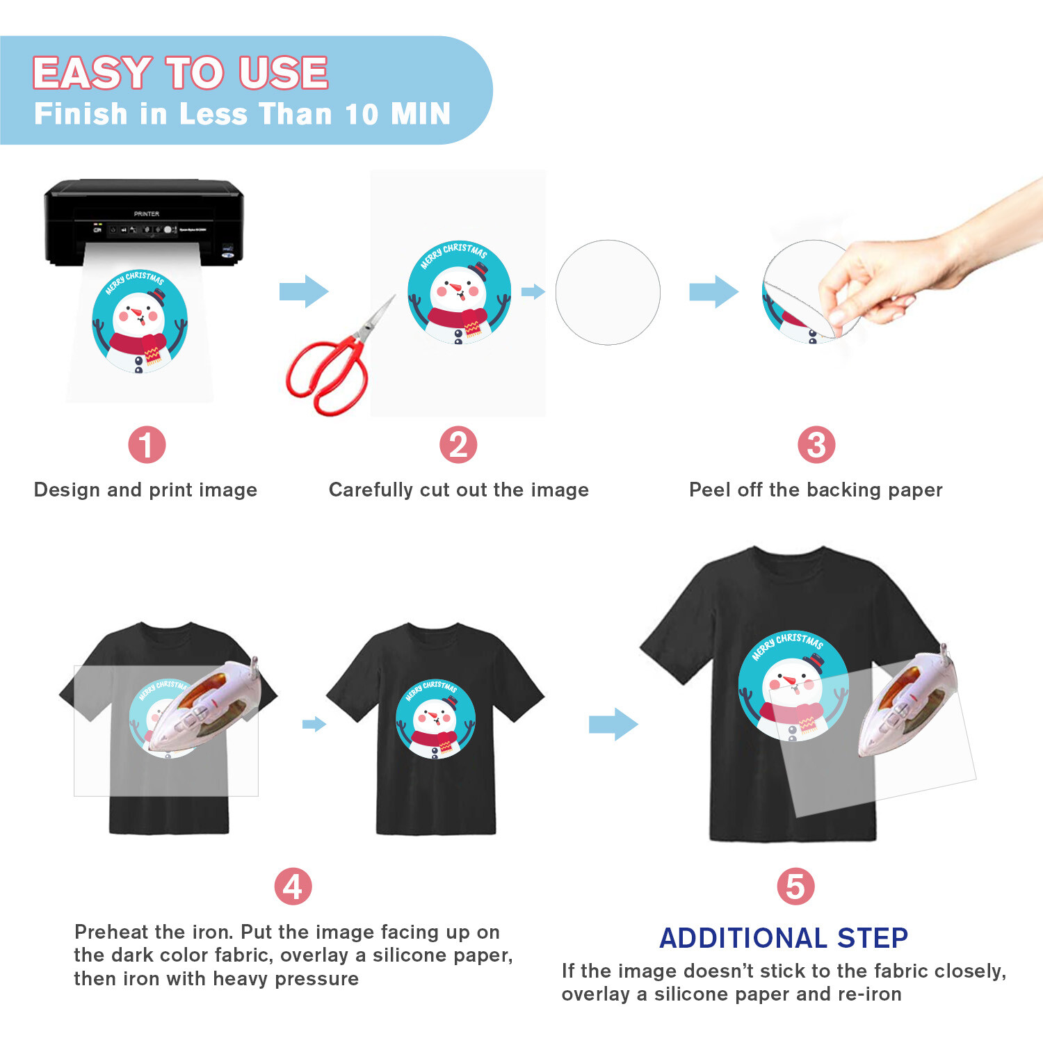 120 Sh Bulk Printable HTV DARK LIGHT T-shirt Transfer Paper for Inkjet + Cricut