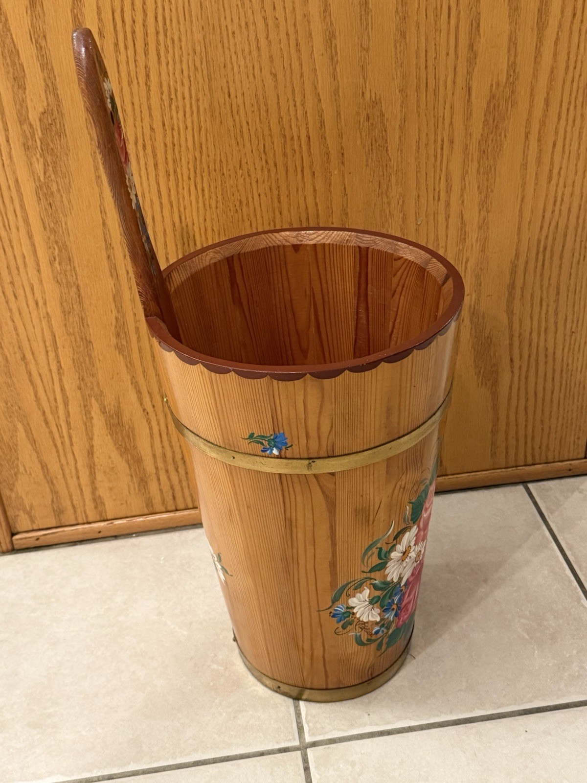 VTG Wood Umbrella Cane Plant Stand Handcrafted Painted Country Farmhouse 24"