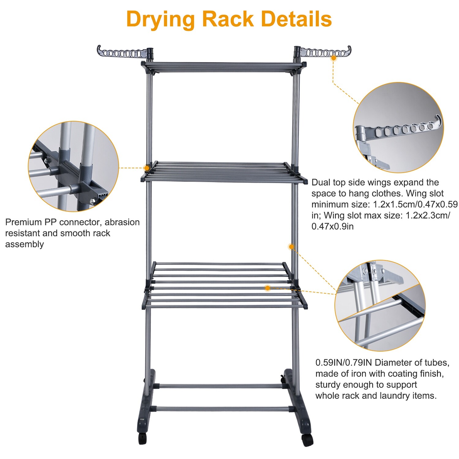 3Tier Clothes Laundry Organizer Folding Drying Rack Clothes Dryer Hanger Stand