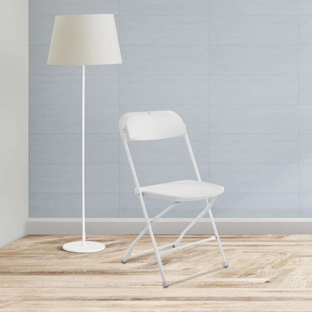 Commercial White Plastic Folding Chairs Stackable Picnic Party ( Set of 10)