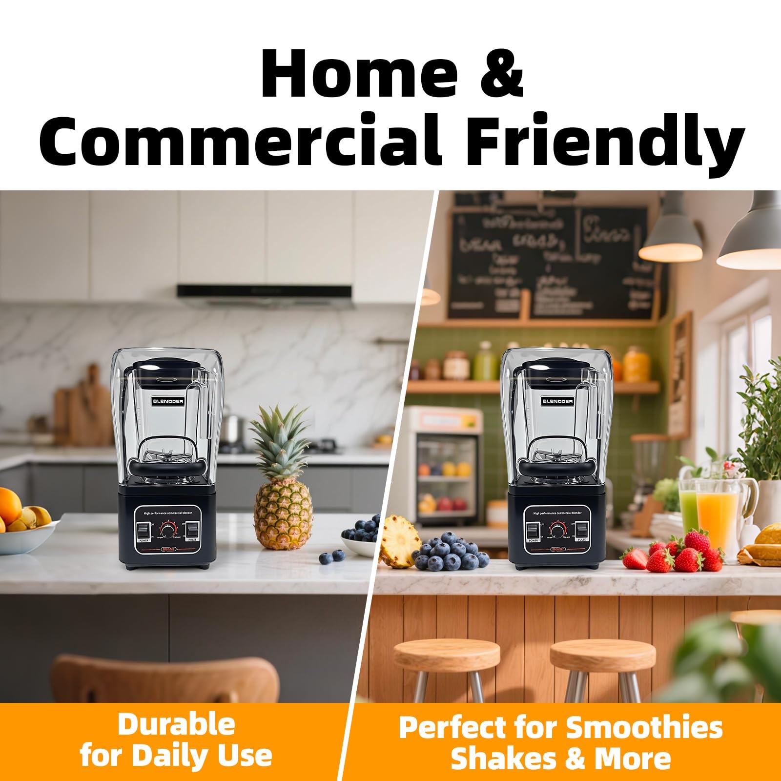 Commercial Blender Heavy Duty Restaurant, Professional Quiet Blender,1800W Comme